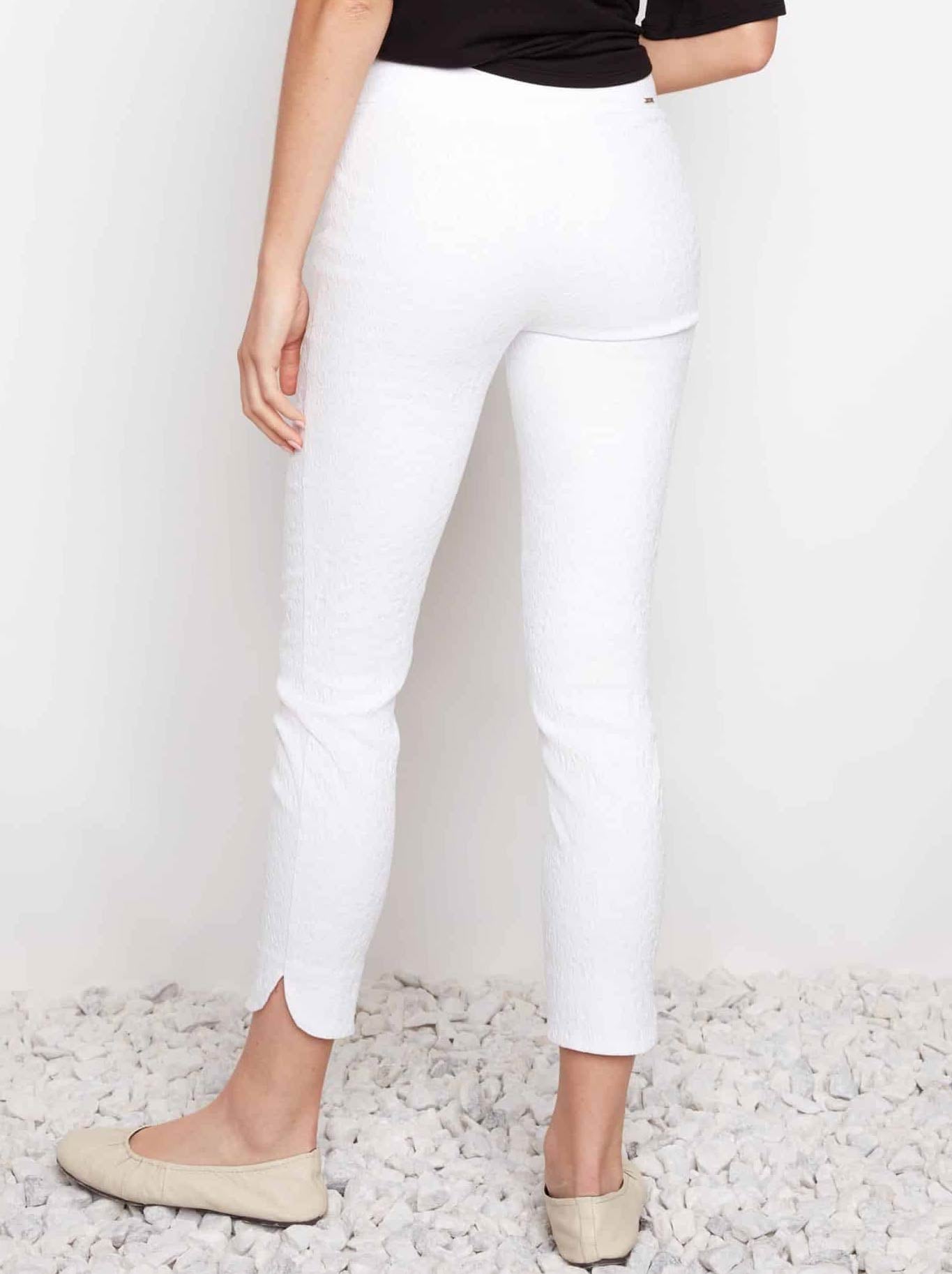UP! TECHNO JACQUARD SLIM LEG PETAL PANT