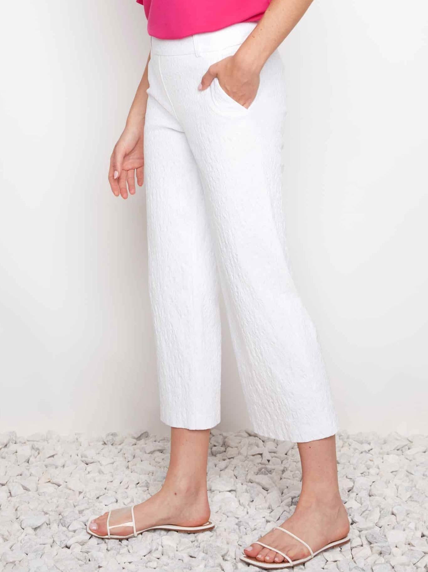 UP! TECHNO JACQUARD WIDE LEG CROP PANT