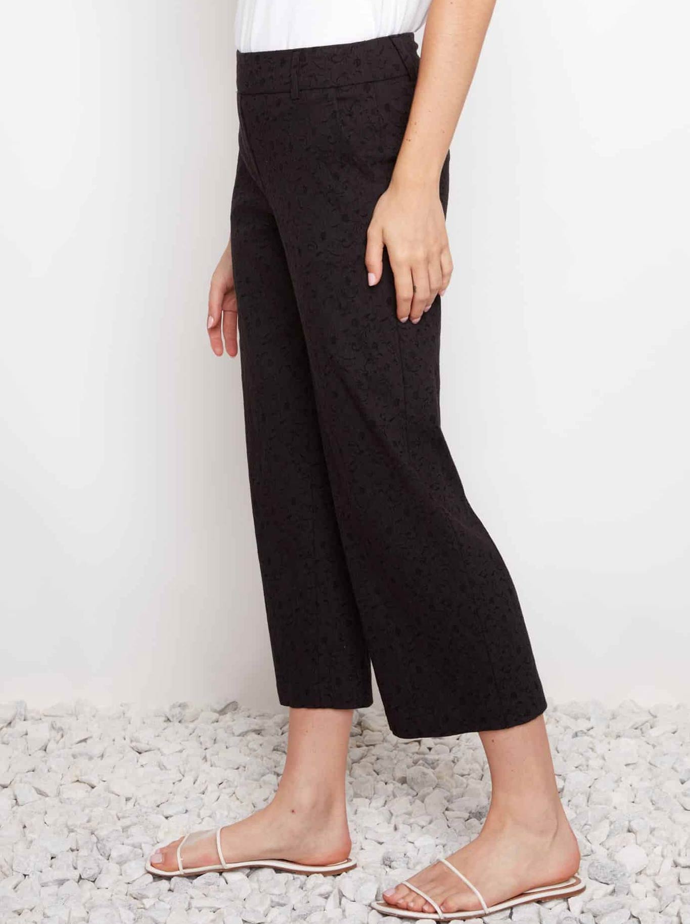 UP! TECHNO JACQUARD WIDE LEG CROP PANT