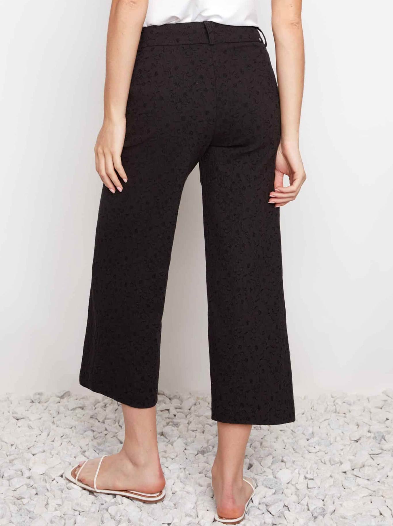 UP! TECHNO JACQUARD WIDE LEG CROP PANT