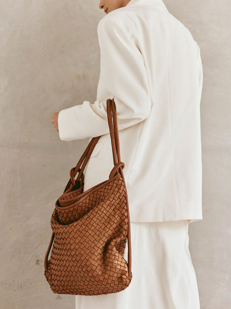 VESTIRSI BELLA WOVEN 2-IN-1 CONVERTIBLE BACKPACK TOTE