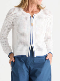 ZAKET & PLOVER POINTELLE ZIP CARDI