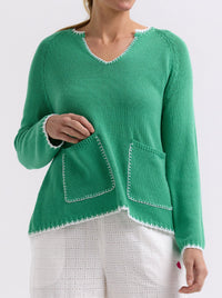 ZAKET & PLOVER HAND WORK TRIM A-LINE KNIT