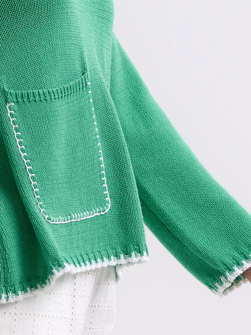 ZAKET & PLOVER HAND WORK TRIM A-LINE KNIT