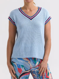 ZAKET & PLOVER STRIPE TRIM TOP