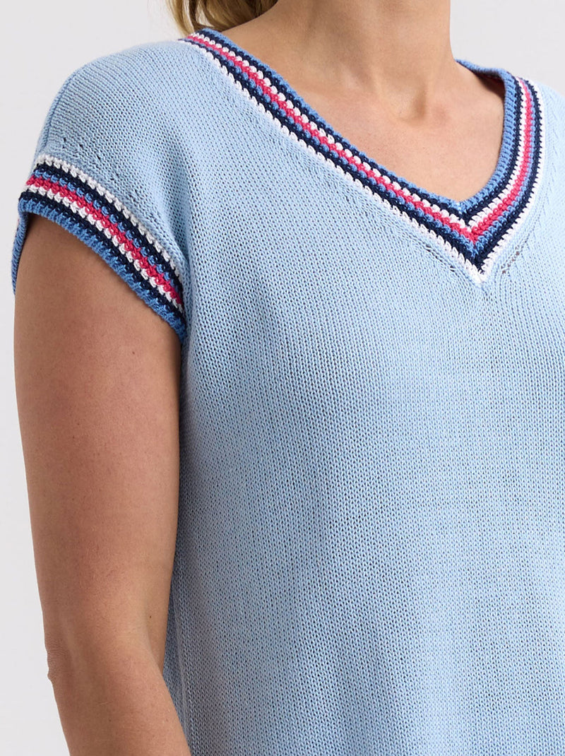 ZAKET & PLOVER STRIPE TRIM TOP
