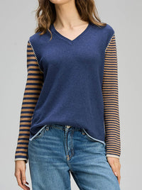 ZAKET & PLOVER VARIED STRIPE V-NECK