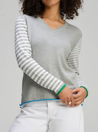 ZAKET & PLOVER VARIED STRIPE V-NECK