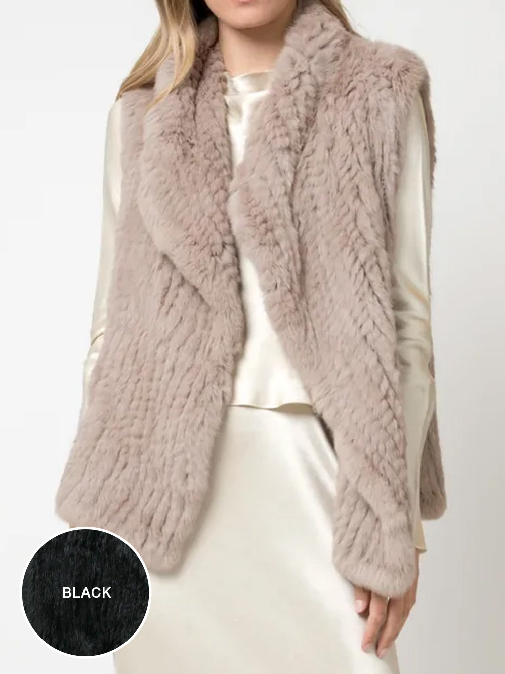 Grey fur vest discount women's
