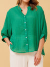 CAROLINE K MORGAN 3/4 SLEEVE BUTTON UP SHIRT