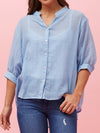 CAROLINE K MORGAN 3/4 SLEEVE BUTTON UP SHIRT
