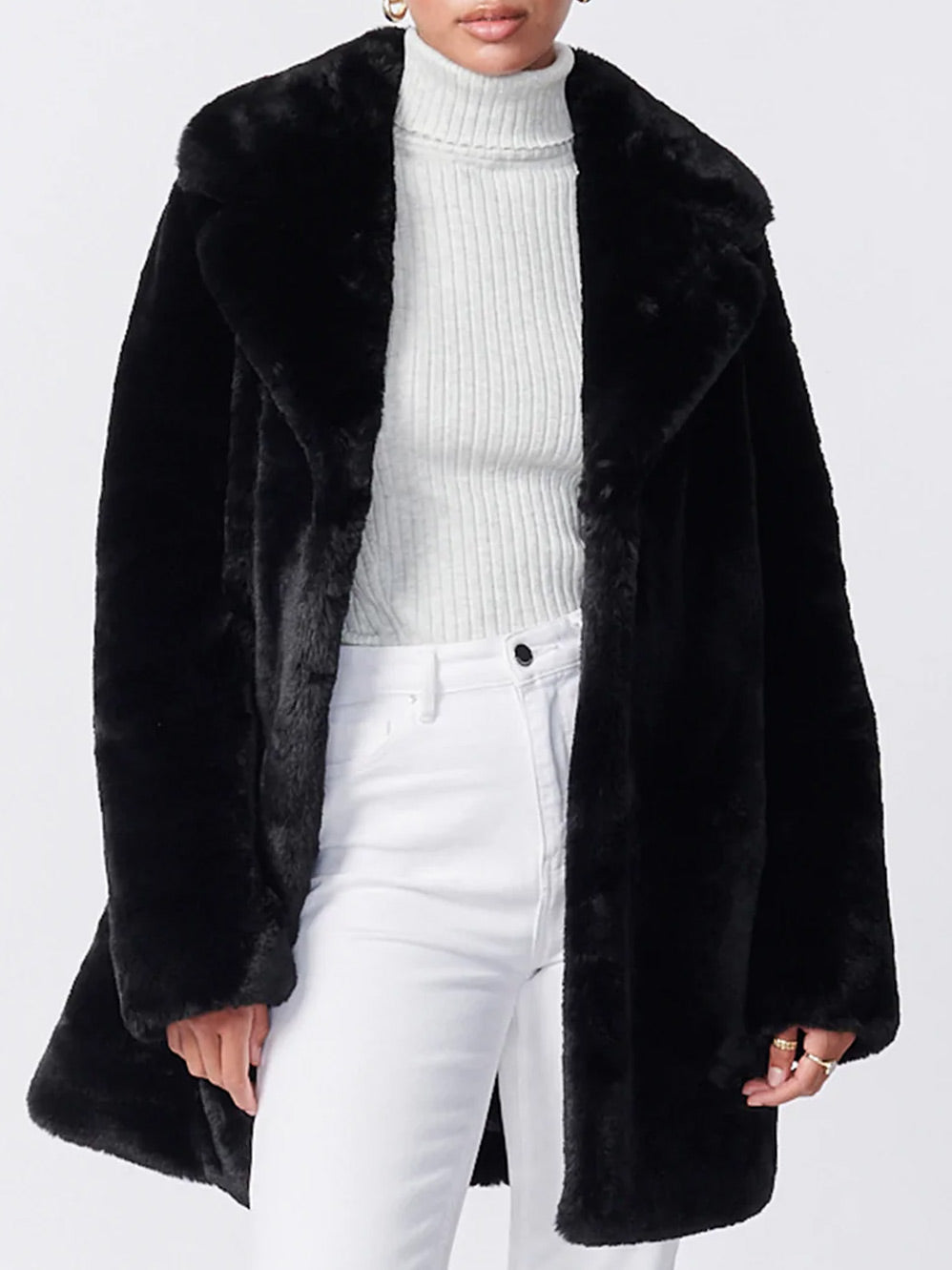 ENA PELLY MINIMALIST FAUX FUR JACKET