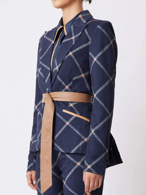 ONCE WAS NAVY CHECK GETTY BLAZER