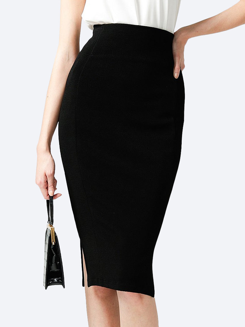 Stretch Pencil Skirt | Black | Sustainable Clothing Brand | Intention