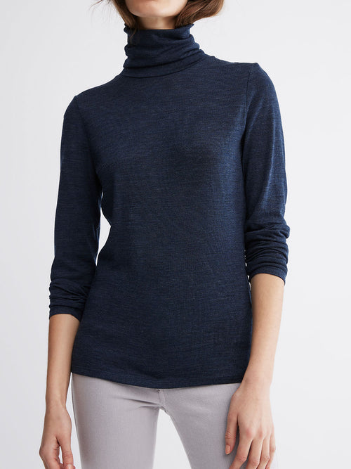 Yeltuor - TOORALLIE - Tops - TOORALLIE MERINO TURTLENECK TEE | NAVY MELANGE